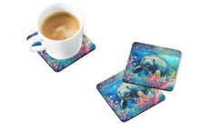 Load image into Gallery viewer, Manatee Coasters - Set of 4 Lightweight Foam, Absorbent Drink Coasters