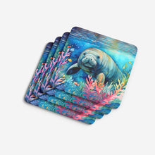 Load image into Gallery viewer, Manatee Coasters - Set of 4 Lightweight Foam, Absorbent Drink Coasters
