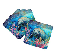 Load image into Gallery viewer, Manatee Coasters - Set of 4 Lightweight Foam, Absorbent Drink Coasters
