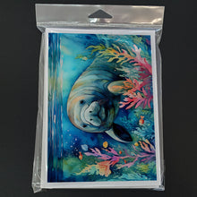 Load image into Gallery viewer, Manatee Greeting Cards - Blank Note Cards – 8-Pack of Artist-Designed Cards with Envelopes