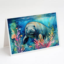 Load image into Gallery viewer, Manatee Greeting Cards - Blank Note Cards – 8-Pack of Artist-Designed Cards with Envelopes