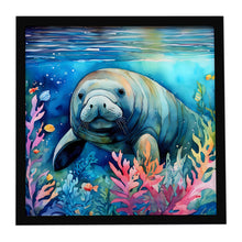 Load image into Gallery viewer, Manatee Framed Metal Print