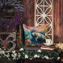Load image into Gallery viewer, Manatee Throw Pillow - 14x14 Decorative Pillow – Art for Your Home &amp; Patio