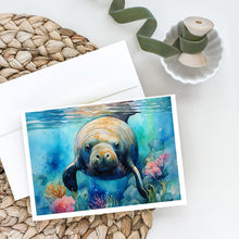 Load image into Gallery viewer, Manatee Greeting Cards - Blank Note Cards – 8-Pack of Artist-Designed Cards with Envelopes