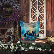 Load image into Gallery viewer, Manatee Throw Pillow - 14x14 Decorative Pillow – Art for Your Home &amp; Patio