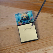 Load image into Gallery viewer, Manatee Sticky Note Holder- Refiilable Desk Accessory Note Pad