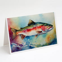 Load image into Gallery viewer, Rainbow Trout Greeting Cards - Blank Note Cards – 8-Pack of Artist-Designed Cards with Envelopes