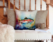Load image into Gallery viewer, Rainbow Trout Throw Pillow - 14x14 Decorative Pillow – Art for Your Home &amp; Patio