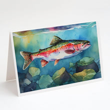 Load image into Gallery viewer, Rainbow Trout Greeting Cards - Blank Note Cards – 8-Pack of Artist-Designed Cards with Envelopes