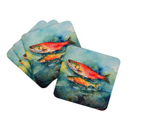 Load image into Gallery viewer, Salmon Coasters - Set of 4 Lightweight Foam, Absorbent Drink Coasters