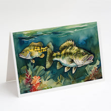 Load image into Gallery viewer, Smallmouth Bass Greeting Cards - Blank Note Cards – 8-Pack of Artist-Designed Cards with Envelopes