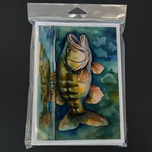 Load image into Gallery viewer, Smallmouth Bass Greeting Cards - Blank Note Cards – 8-Pack of Artist-Designed Cards with Envelopes
