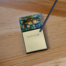 Load image into Gallery viewer, Smallmouth Bass Sticky Note Holder- Refiilable Desk Accessory Note Pad