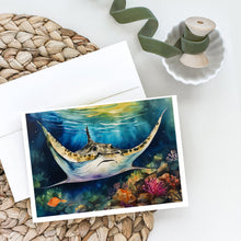 Load image into Gallery viewer, Sting Ray Greeting Cards - Blank Note Cards – 8-Pack of Artist-Designed Cards with Envelopes