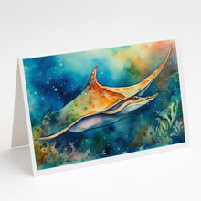 Load image into Gallery viewer, Sting Ray Greeting Cards - Blank Note Cards – 8-Pack of Artist-Designed Cards with Envelopes