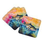 Load image into Gallery viewer, Striped Bass Coasters - Set of 4 Lightweight Foam, Absorbent Drink Coasters