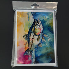 Load image into Gallery viewer, Striped Bass Greeting Cards - Blank Note Cards – 8-Pack of Artist-Designed Cards with Envelopes