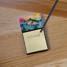 Load image into Gallery viewer, Striped Bass Sticky Note Holder- Refiilable Desk Accessory Note Pad