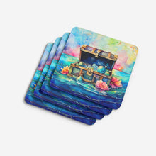 Load image into Gallery viewer, Treasure Chest Coasters - Set of 4 Lightweight Foam, Absorbent Drink Coasters