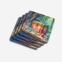 Load image into Gallery viewer, Treasure Chest Coasters - Set of 4 Lightweight Foam, Absorbent Drink Coasters