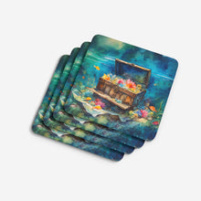 Load image into Gallery viewer, Treasure Chest Coasters - Set of 4 Lightweight Foam, Absorbent Drink Coasters