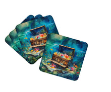 Load image into Gallery viewer, Treasure Chest Coasters - Set of 4 Lightweight Foam, Absorbent Drink Coasters