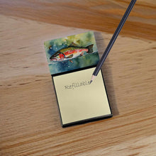 Load image into Gallery viewer, Trout Sticky Note Holder- Refiilable Desk Accessory Note Pad