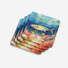 Load image into Gallery viewer, Yellowfin Tuna Coasters - Set of 4 Lightweight Foam, Absorbent Drink Coasters