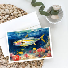 Load image into Gallery viewer, Yellowfin Tuna Greeting Cards - Blank Note Cards – 8-Pack of Artist-Designed Cards with Envelopes