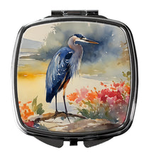 Load image into Gallery viewer, Blue Heron Compact Mirror – Stylish Purse Mirror with Artistic Covers