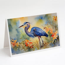 Load image into Gallery viewer, Blue Heron Greeting Cards - Blank Note Cards – 8-Pack of Artist-Designed Cards with Envelopes