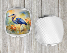 Load image into Gallery viewer, Blue Heron Compact Mirror – Stylish Purse Mirror with Artistic Covers