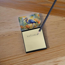 Load image into Gallery viewer, Blue Heron Sticky Note Holder- Refiilable Desk Accessory Note Pad