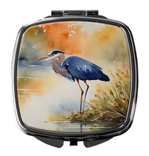 Load image into Gallery viewer, Blue Heron Compact Mirror – Stylish Purse Mirror with Artistic Covers