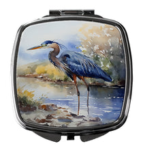 Load image into Gallery viewer, Blue Heron Compact Mirror – Stylish Purse Mirror with Artistic Covers