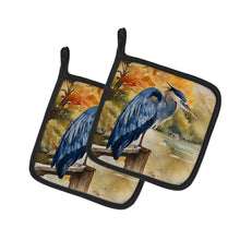 Load image into Gallery viewer, Blue Heron Pot Holders - Set of 2 Decorative Kitchen Helpers | Made in the USA