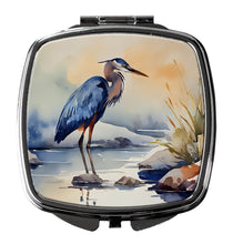 Load image into Gallery viewer, Blue Heron Compact Mirror – Stylish Purse Mirror with Artistic Covers