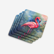 Load image into Gallery viewer, Flamingo Coasters - Set of 4 Lightweight Foam, Absorbent Drink Coasters
