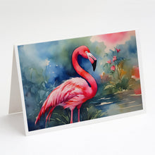 Load image into Gallery viewer, Flamingo Greeting Cards - Blank Note Cards – 8-Pack of Artist-Designed Cards with Envelopes