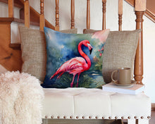 Load image into Gallery viewer, Flamingo Throw Pillow - 14x14 Decorative Pillow – Art for Your Home &amp; Patio
