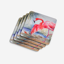 Load image into Gallery viewer, Flamingo Coasters - Set of 4 Lightweight Foam, Absorbent Drink Coasters