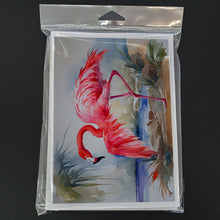Load image into Gallery viewer, Flamingo Greeting Cards - Blank Note Cards – 8-Pack of Artist-Designed Cards with Envelopes
