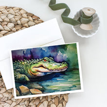 Load image into Gallery viewer, Alligator Greeting Cards - Blank Note Cards – 8-Pack of Artist-Designed Cards with Envelopes