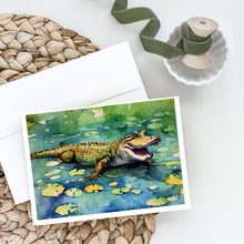 Load image into Gallery viewer, Alligator Greeting Cards - Blank Note Cards – 8-Pack of Artist-Designed Cards with Envelopes