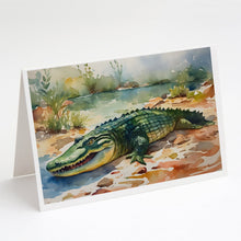 Load image into Gallery viewer, Alligator Greeting Cards - Blank Note Cards – 8-Pack of Artist-Designed Cards with Envelopes