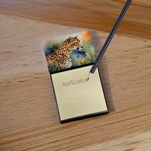 Load image into Gallery viewer, Cheetah Sticky Note Holder- Refiilable Desk Accessory Note Pad
