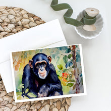 Load image into Gallery viewer, Chimpanzee Greeting Cards - Blank Note Cards – 8-Pack of Artist-Designed Cards with Envelopes