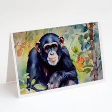 Load image into Gallery viewer, Chimpanzee Greeting Cards - Blank Note Cards – 8-Pack of Artist-Designed Cards with Envelopes