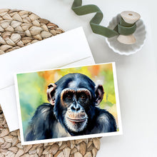 Load image into Gallery viewer, Chimpanzee Greeting Cards - Blank Note Cards – 8-Pack of Artist-Designed Cards with Envelopes