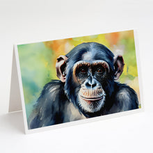 Load image into Gallery viewer, Chimpanzee Greeting Cards - Blank Note Cards – 8-Pack of Artist-Designed Cards with Envelopes